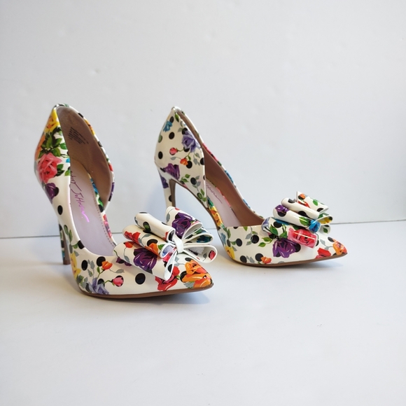 Betsey Johnson Floral Polka Dot D'orsay 4" Heels Indie Sleeze Stiletto Size 7.5 - Picture 3 of 11